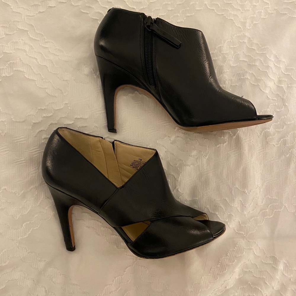 Nine West Leather Peep Toe Zip Booties